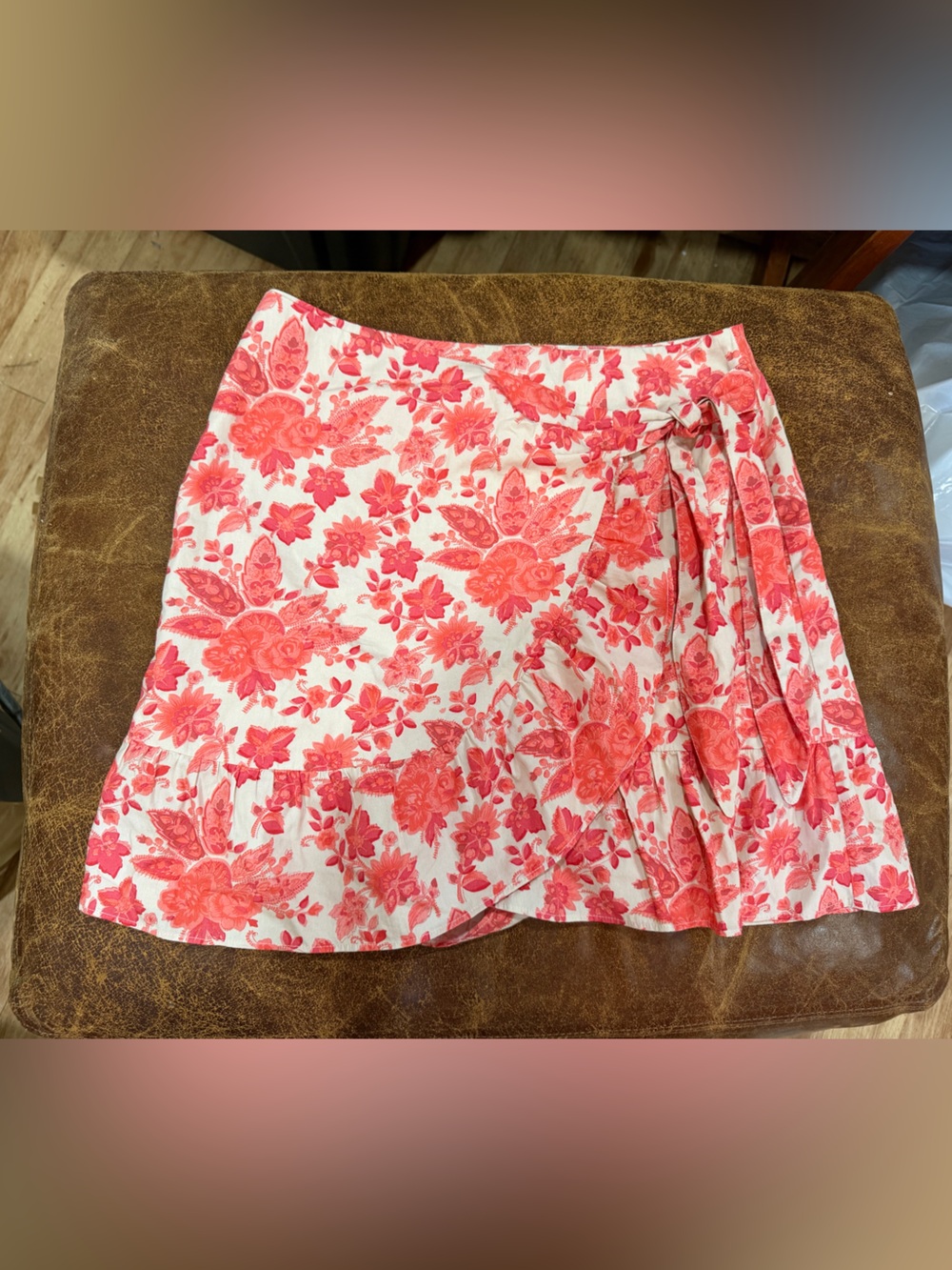 Sezane Pink and White Floral Mini Skirt
